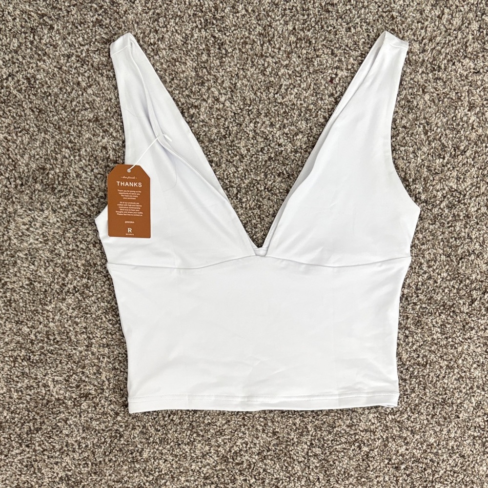 White Deep V-Neck Crop Top